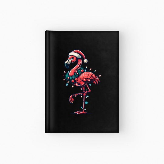 Lustiger Weihnachtlicher Flamingo Mit Dekoration Hardcover Journal