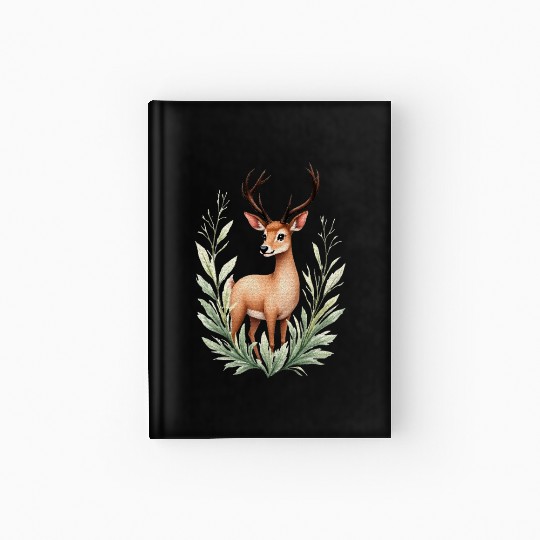 Watercolor Deer in Forest Hues Hardcover Journal