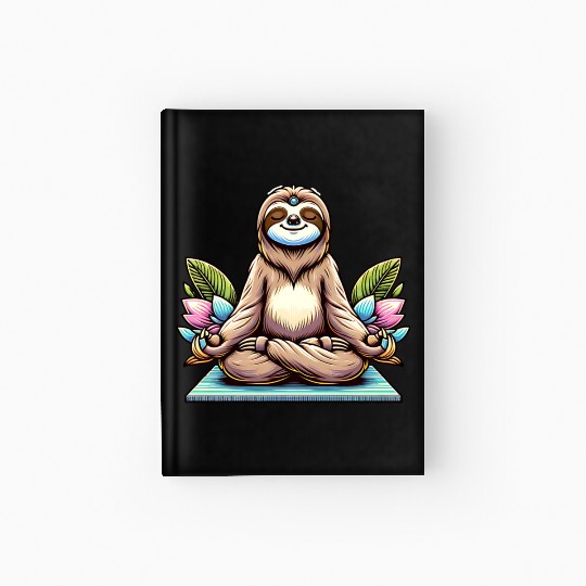 Meditative Sloth with Lotus Flowers Tranquility Hardcover Journal