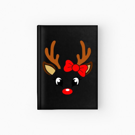 Reindeer Face Christmas, Merry Christmas Hardcover Journal