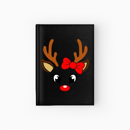 Reindeer Face Christmas, Merry Christmas Hardcover Journal