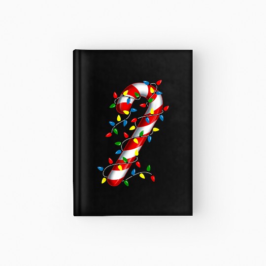 Candy Cane Merry and Bright Christmas Lights Candy Hardcover Journal