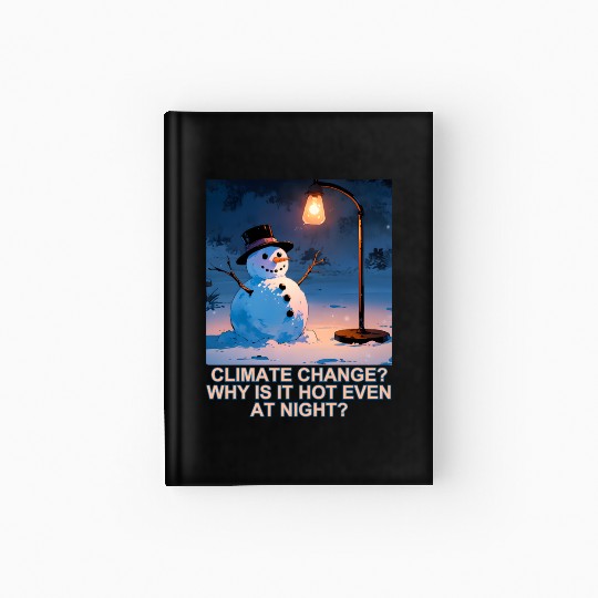 Frosty Snowman Under Street Lights Christmas Hardcover Journal