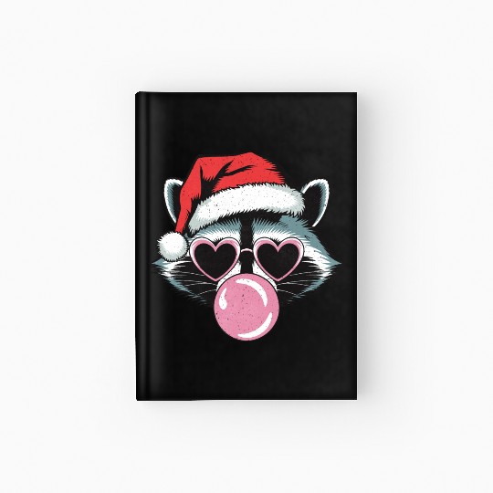 Cool Christmas Raccoon With Texture Hardcover Journal