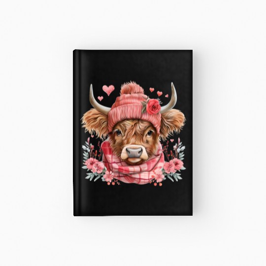 Cute Highland Cow Valentines Day Hardcover Journal