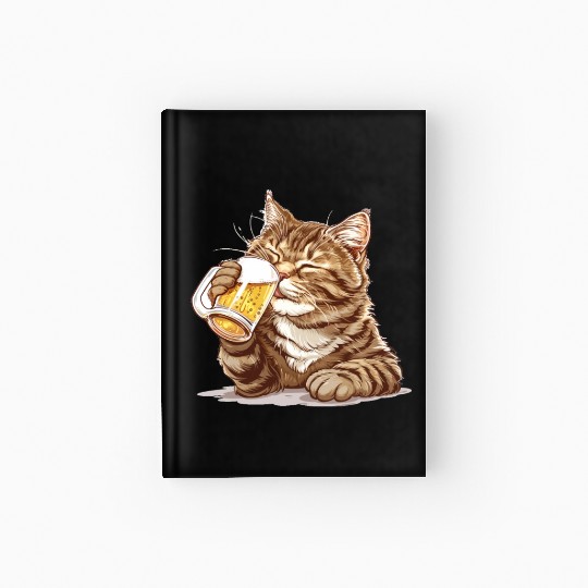 Cute Cat Drinking Beer 2 Hardcover Journal