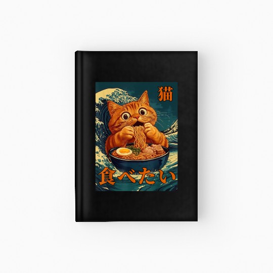 Cat Ramen Japanese Graphic Art Kids Men Women Fun Hardcover Journal