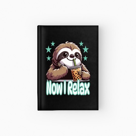 funny quote gift idea bubble tea boba sloth design Hardcover Journal