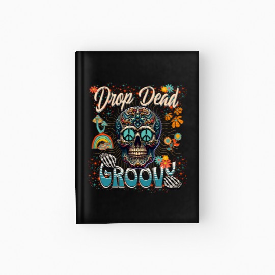 Drop Dead Groovy Psychedelic Skull Hardcover Journal