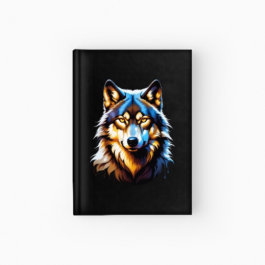 Isolated Lone Wolf Head Ink Design Hardcover Journal