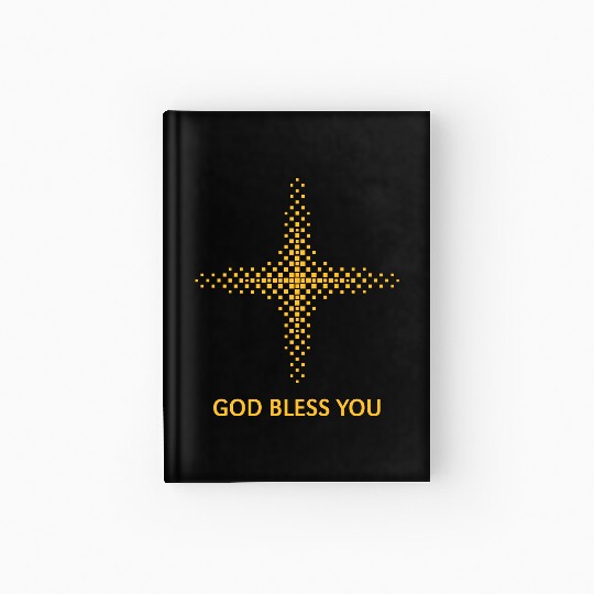 God Bless You (Religion / Cross / Squares / Gold) Hardcover Journal