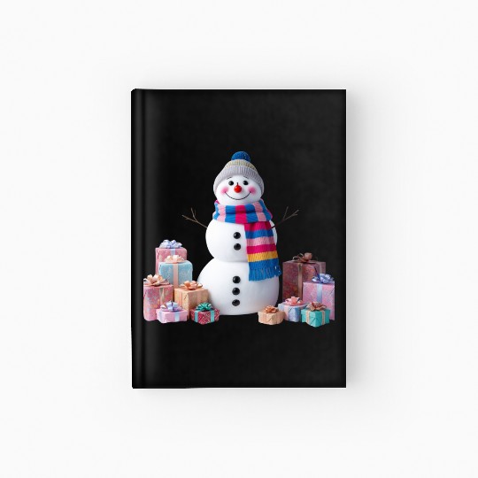 "Festive Snowman Hardcover Journal – Pastel Winter Charm