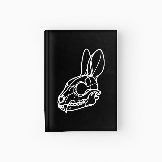 Minimalistic Vector Rabbit Skull Kids Drawing Hardcover Journal