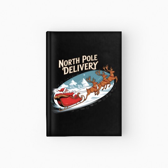 North Pole Delivery with Santa and Reindeer Hardcover Journal