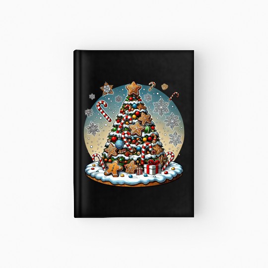 Gingerbread Candy Cane Christmas Tree Hardcover Journal