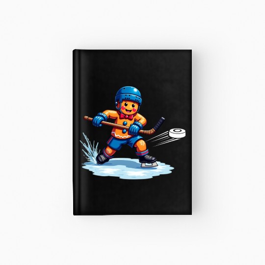 gingerbread hockey player christmas fun Hardcover Journal