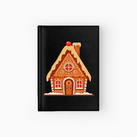 Festive Gingerbread House Print Hardcover Journal