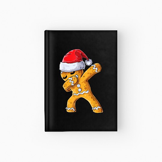Dabbing Gingerbread Santa Christmas Xmas Cookie Hardcover Journal