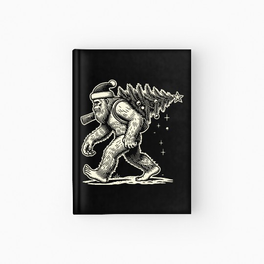 Christmas Bigfoot With Christmas Tree Hardcover Journal