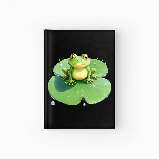 Cheerful Frog on Lily Pad Hardcover Journal