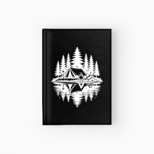 Camping By The Lake In The Forest Campfire Nature Hardcover Journal