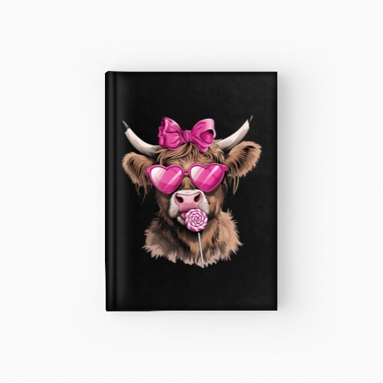 Highland Cow Valentines, Valentines Day, Retro Hardcover Journal
