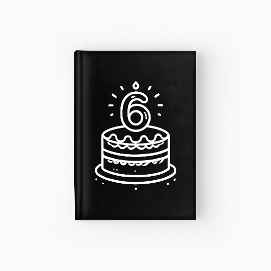 Children 6th Birthday cake Kid Vector path21 Hardcover Journal