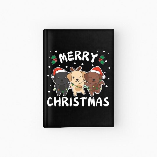 Merry Christmas Cute Labrador Festive Lights Hardcover Journal