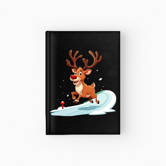 Joyful Reindeer Dashing to Santa's House Hardcover Journal