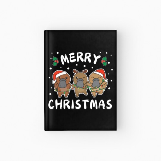 Merry Christmas Cute Platypus Festive Lights Hardcover Journal