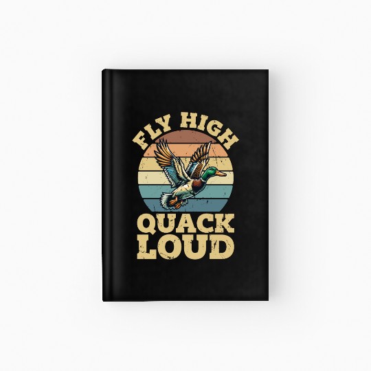 Mallard Duck Fly High Quack Loud Retro Water Bird Hardcover Journal