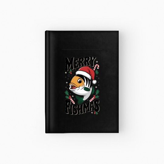 "Merry Fishmas Hardcover Journal - Funny Christmas Fish