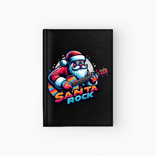 santa rock play the guitar Hardcover Journal