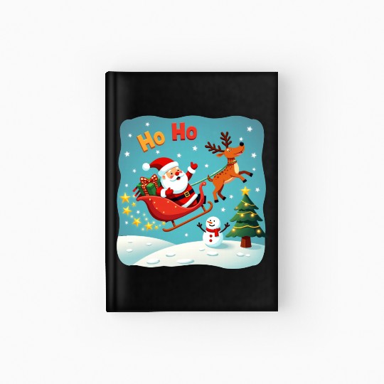 Santa Clause waving " HO-HO" Hardcover Journal