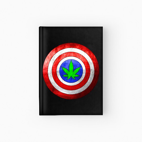 Captain Cannabis Shield Red White Blue and Green Hardcover Journal
