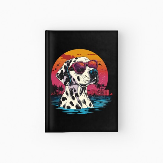 Retro Wave American Dalmatian Dog Hardcover Journal