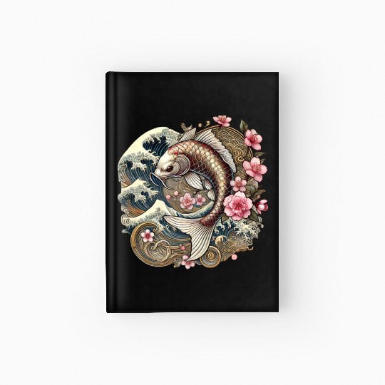 Elegant Koi Fish and Cherry Blossom Design Hardcover Journal