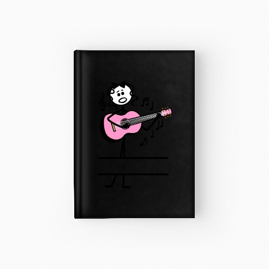 Text banner guitar girl pink Hardcover Journal