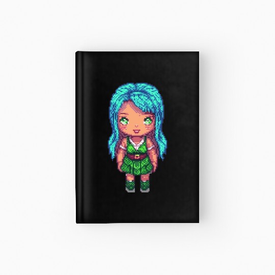 Mystic Emerald Sprite - Pixel Art Design Hardcover Journal