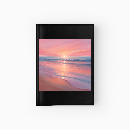 Pink Sunset Ocean Scene Hardcover Journal