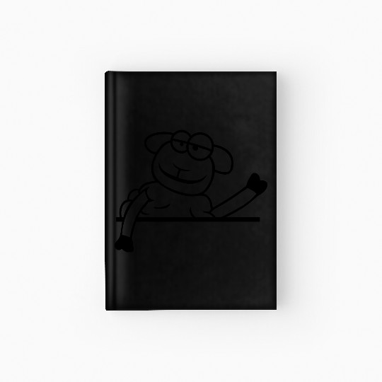 Sheep Waving Behind Wall Fence Sign Cool Smile Fun Hardcover Journal
