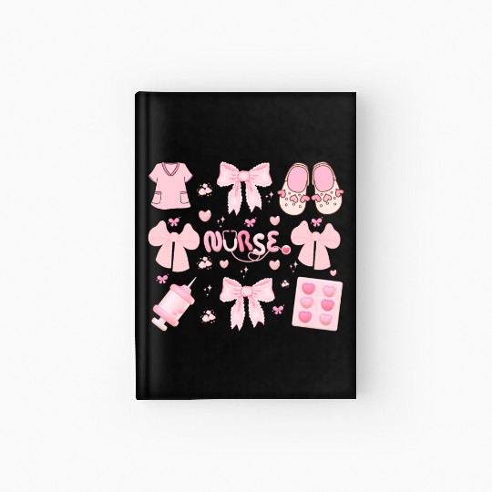 Pink Valentine Nurse Png, Valentine Nurse Coquette Hardcover Journal