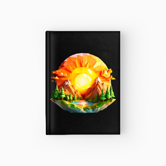 Vibrant Geometric Sunrise Landscape – Nature-Inspi Hardcover Journal