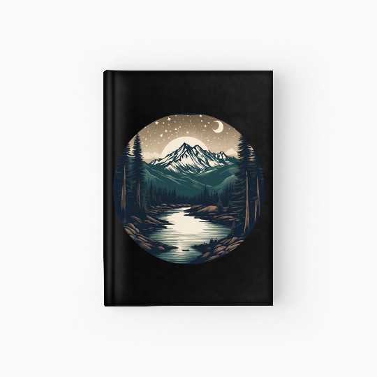 Nighttime Serenity: Mountains and River Under the Hardcover Journal