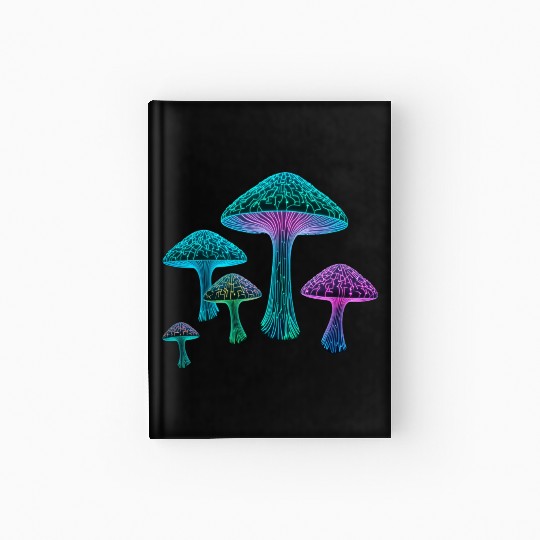 Psychedelic Neon Fungi Glow Hardcover Journal