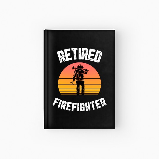 Retired Firefighter Vintage Sunset Silhouette Hardcover Journal