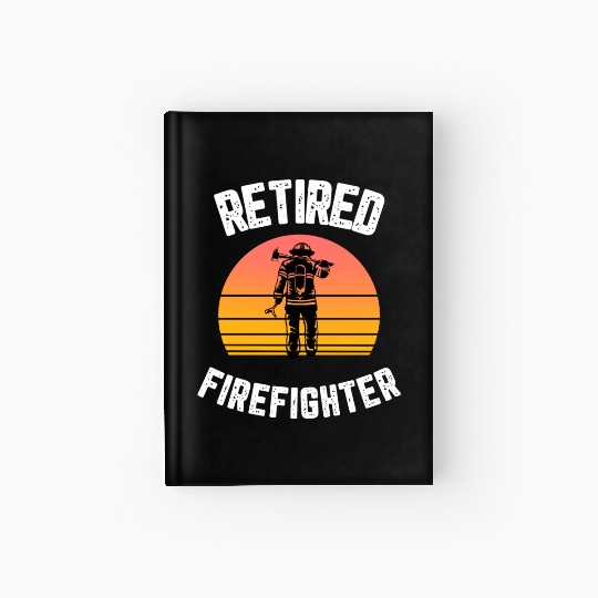 Retired Firefighter Vintage Sunset Silhouette Hardcover Journal
