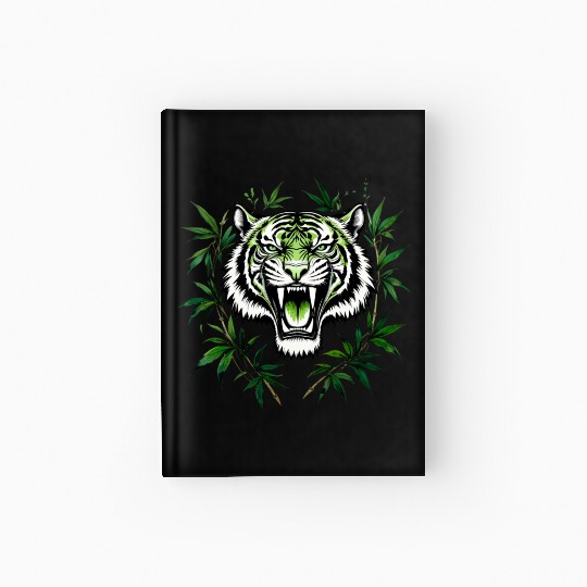 Fierce Green Tiger with Bamboo Branches Hardcover Journal