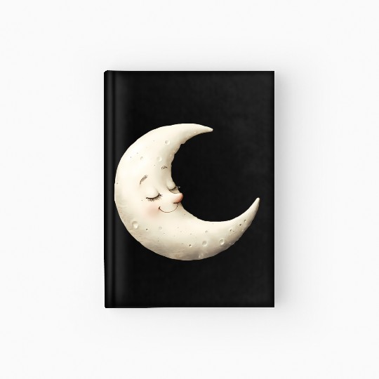Cute Moon Sleeping Moon with a Smile Hardcover Journal