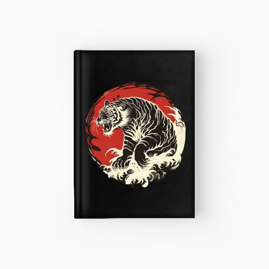 Japanese tiger with wave Hardcover Journal